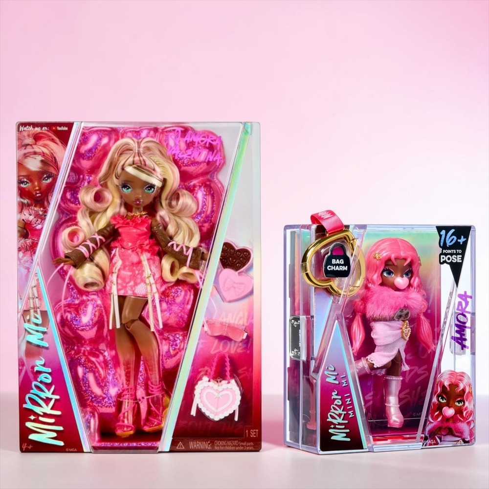 MGA Mirror Me Amora Valentina and Mini Me Amora Doll Set Pink Heart Fashion Doll
